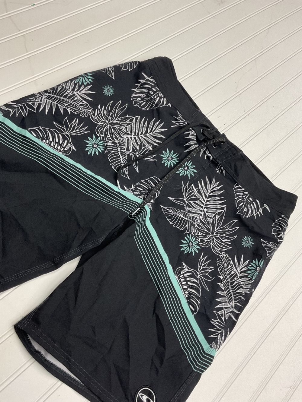 O'Neill Tropical Floral Palm Board Shorts Black Teal Men's Size 34 Swim Trunks F